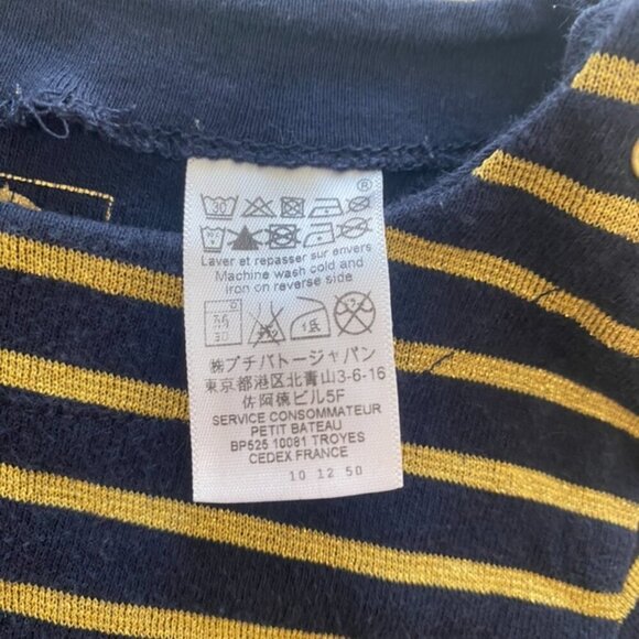 PETIT BATEAU Navy & Gold Striped Long Sleeve Dress 3T💛 - Picture 2 of 5